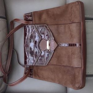 Phillipe Croc and Suede Leather Satchel